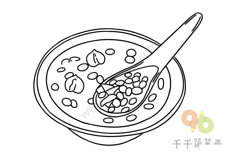 蓮子紅豆沙簡筆畫步驟三