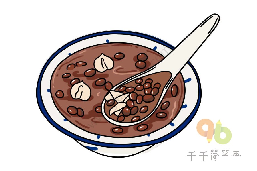 蓮子紅豆沙簡筆畫作品