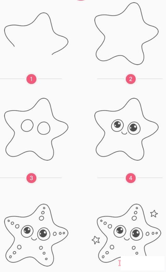 卡通海星怎么畫帶步驟圖涂色簡單好看