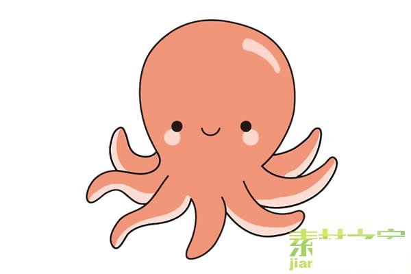卡通章魚簡筆畫圖片