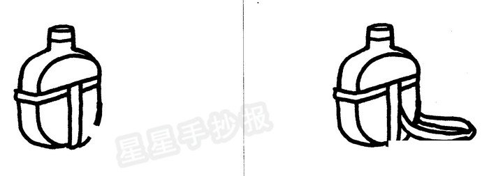 軍用水壺簡筆畫圖解二