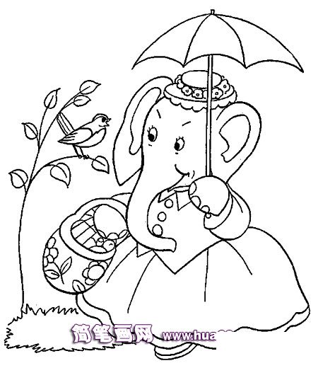 去買(mǎi)菜的大象媽媽簡(jiǎn)筆畫(huà)