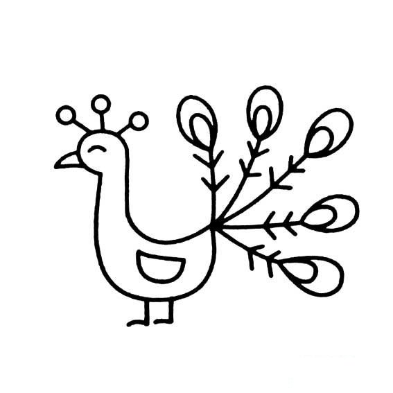 孔雀的畫法漂亮的小孔雀