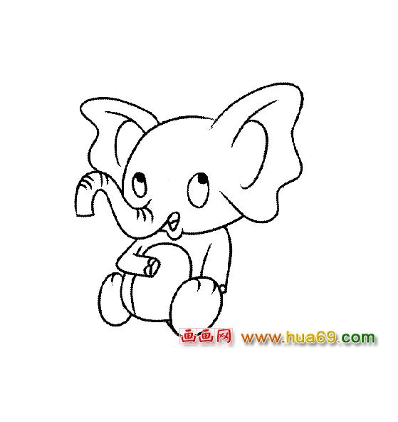 坐在地上的大象簡(jiǎn)筆畫(huà)4
