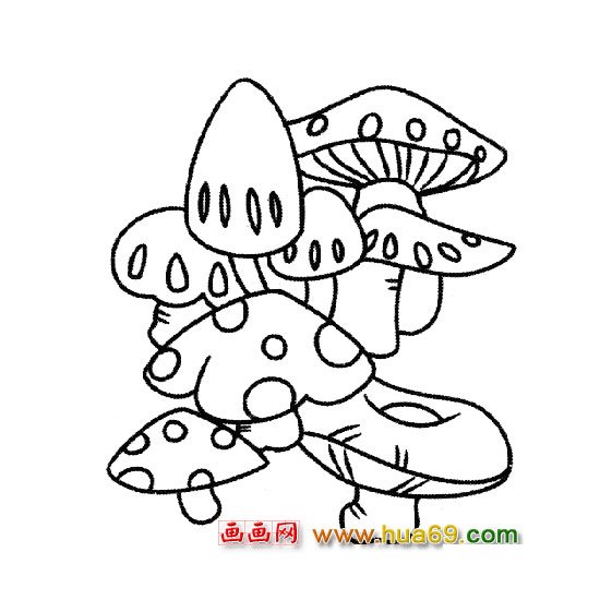 簡(jiǎn)筆畫：蘑菇群1