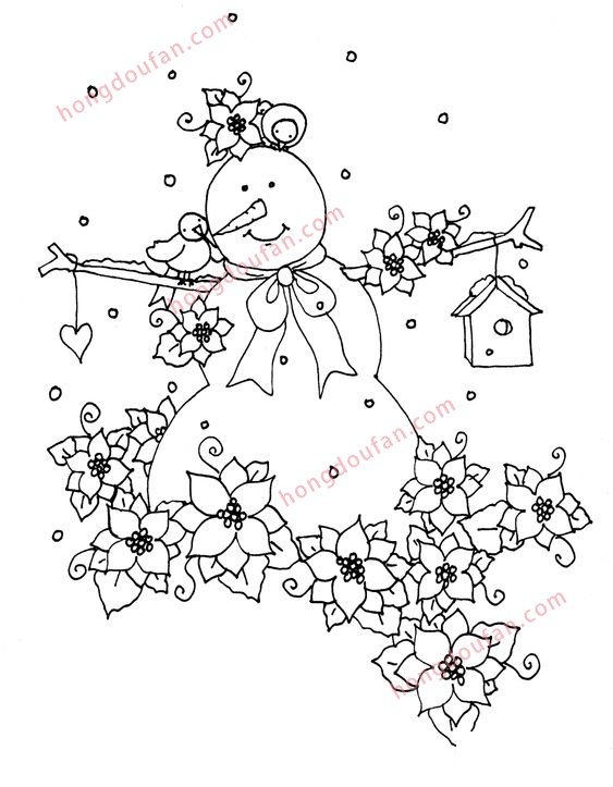 雪人以及圣誕節(jié)簡(jiǎn)筆畫涂色圖案大全 涂色圖片 第11張