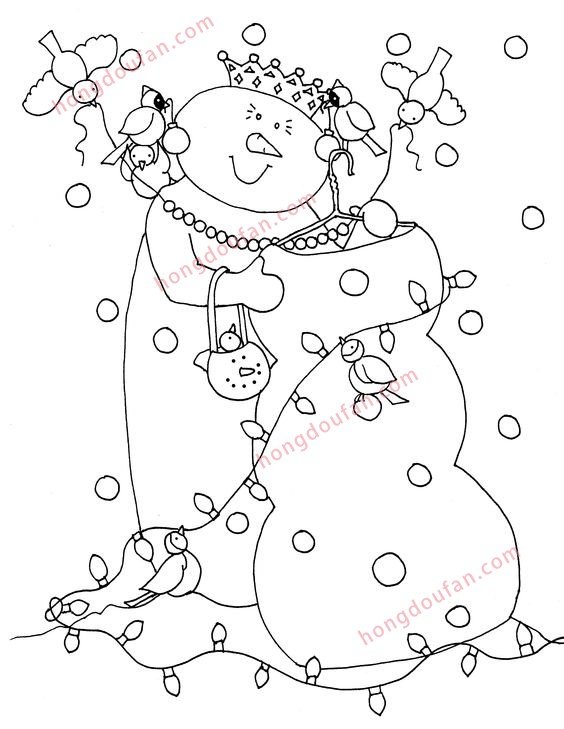 雪人以及圣誕節(jié)簡(jiǎn)筆畫涂色圖案大全 涂色圖片 第5張