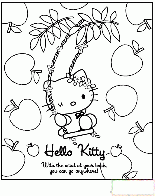 KITTY貓蕩秋千簡筆畫