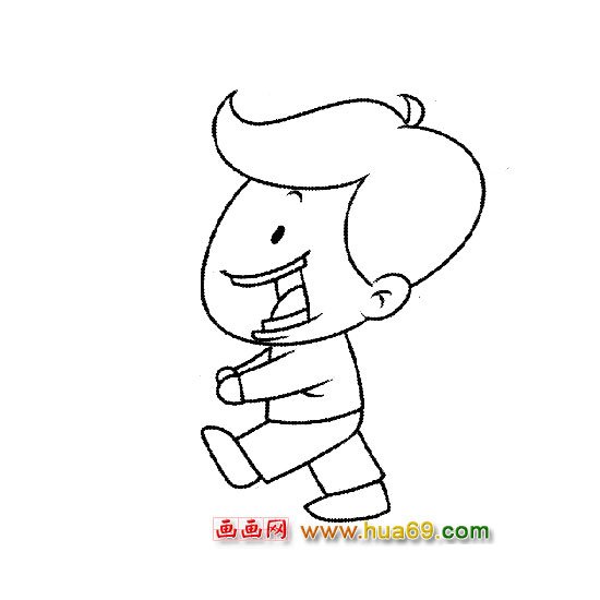 人物簡筆畫：大笑的小男孩