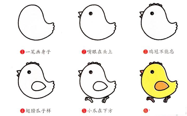 簡筆畫小雞的具體步驟圖示