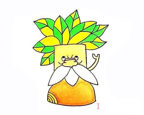 卡通大樹爺爺?shù)漠嫹ú襟E圖帶顏色