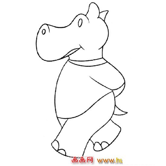 走路的河馬【簡筆畫】1