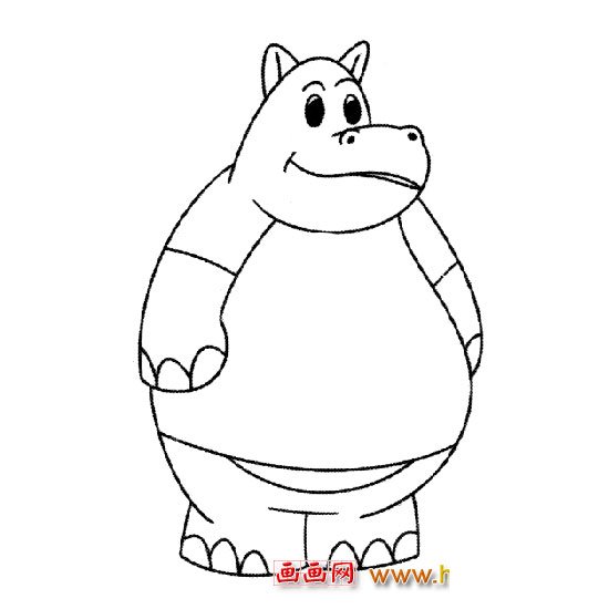 簡筆畫：可愛的河馬1