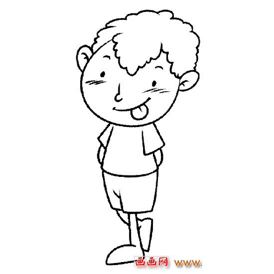 人物簡(jiǎn)筆畫(huà):吐舌頭的小男孩
