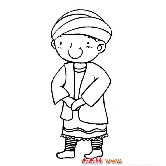 少數(shù)民族小男孩簡筆畫