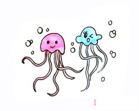 卡通水母畫(huà)法步驟涂顏色簡(jiǎn)筆畫(huà)教程