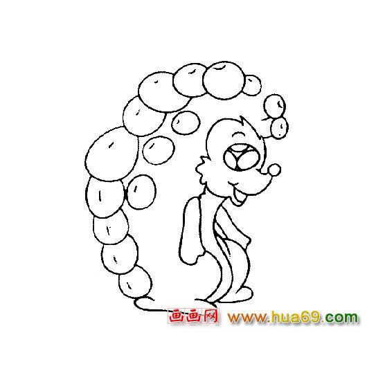 背著蘋果的小刺猬簡筆畫4