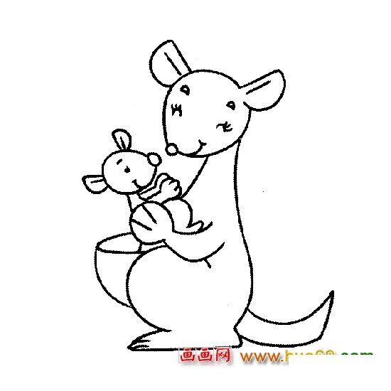 簡筆畫（袋鼠母子）1