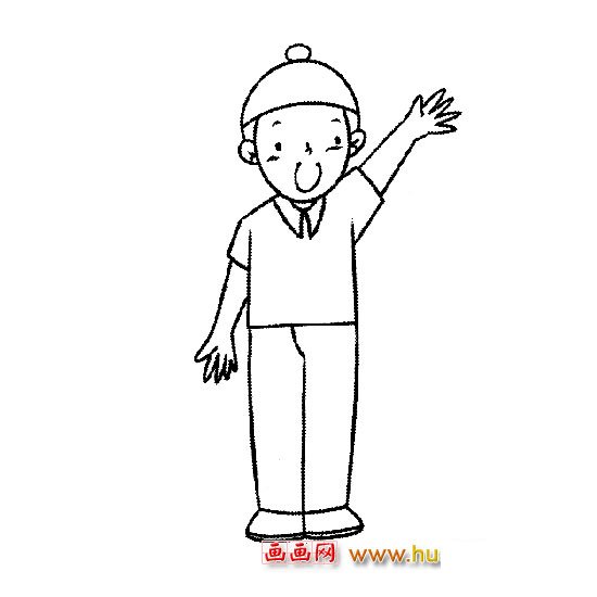 人物簡筆畫：做操的小男孩