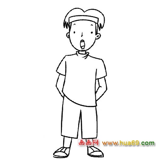人物簡筆畫：唱歌的小男孩1