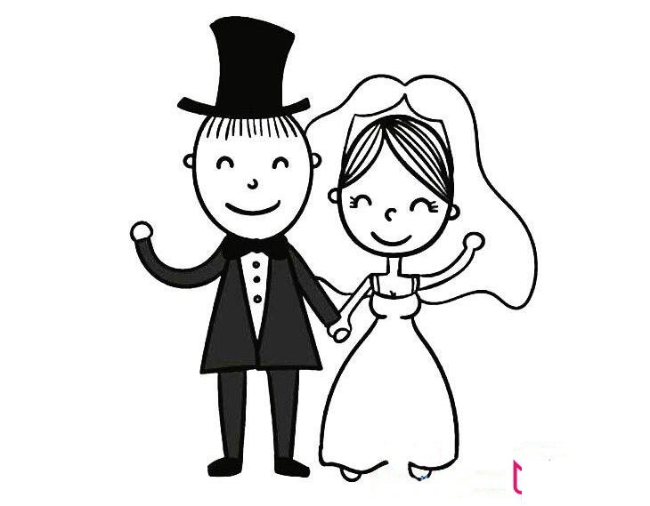 情侶結(jié)婚簡筆畫大全