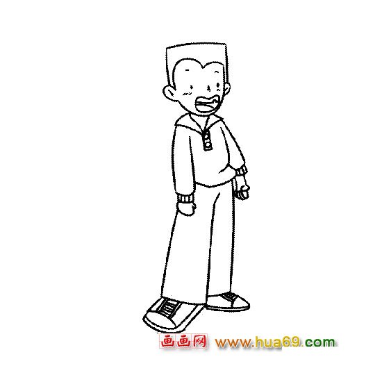 人物簡筆畫：唱歌的小男孩2