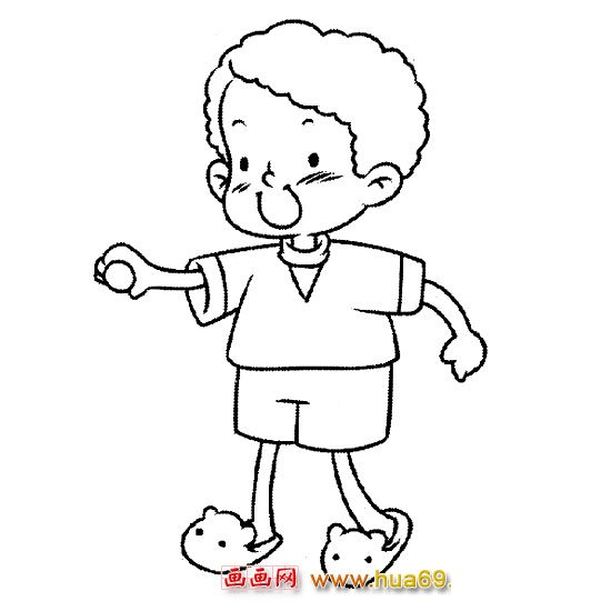 人物簡筆畫：說話的小男孩