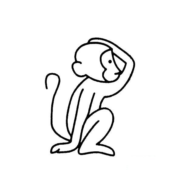 小猴摸頭的畫法