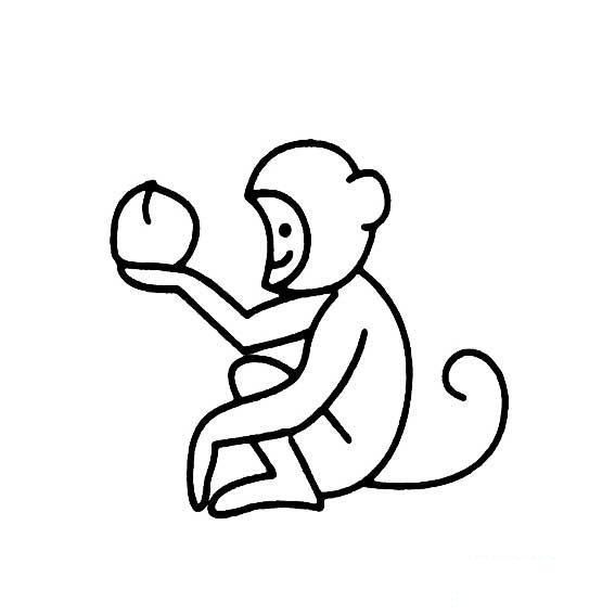 猴子和桃子的畫法