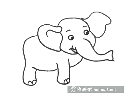 可愛大象簡筆畫步驟2