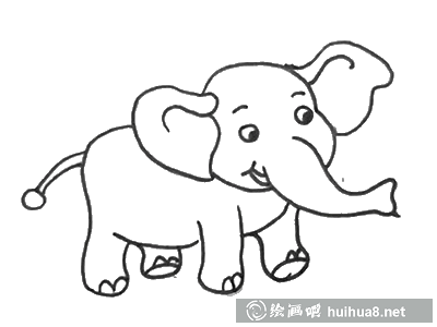 可愛大象簡筆畫步驟3