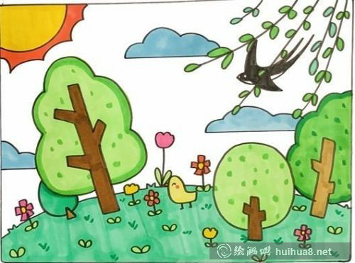 完成春天簡筆畫