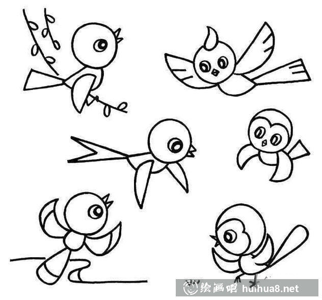 簡(jiǎn)筆畫(huà)可愛(ài)的鳥(niǎo)畫(huà)卡通圖片素描鉛筆